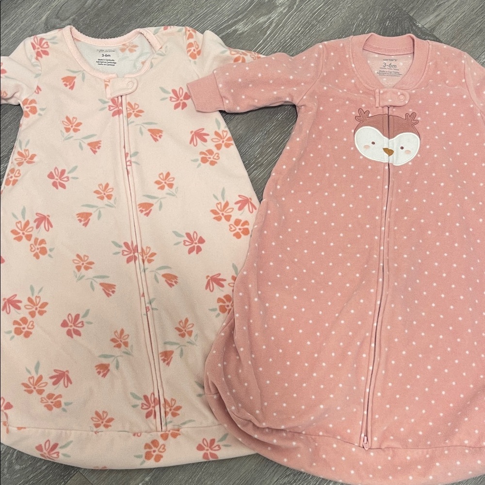 Carter's Pink and White Floral Sleep Sacks
